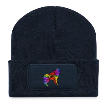 Regenbogen Wolf Edition 2 - Recycelte Patch Beanie - French Navy - Vorne
