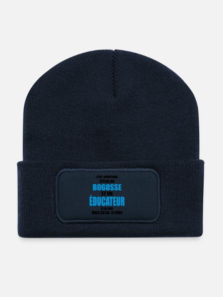 compliqué d'être un bogosse et un éducateur - Beanie recyclé à patch - bleu marine