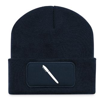 school schule lernen teacher lehrer pencil stift p - Recycelte Patch Beanie - French Navy - Vorne