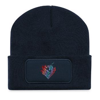 ART heart Ornament / kunstvoll gestaltetes Herz - Recycelte Patch Beanie - French Navy - Vorne