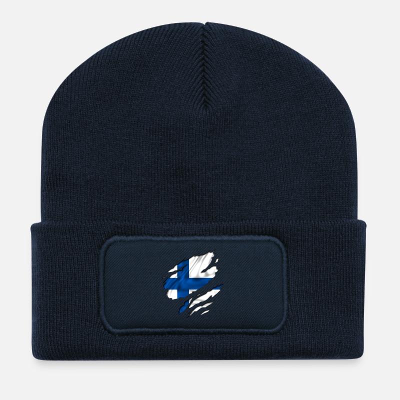 finland finnland flagge - Recycelte Patch Beanie - French Navy