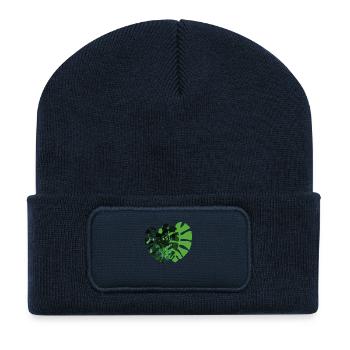 Plante Monstera - Beanie recyclé à patch - bleu marine - Devant