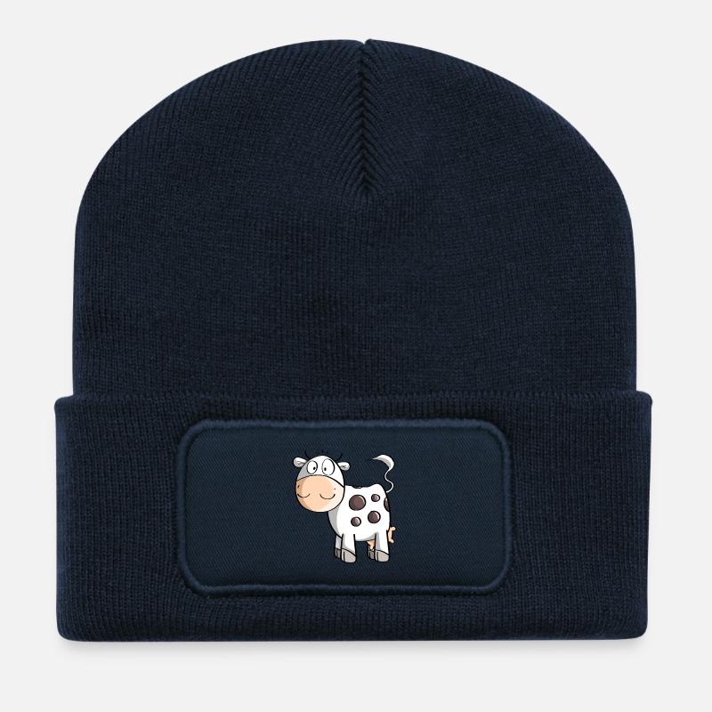 Lustige Gepunktete Kuh - Kühe - Comic - Kinder - Recycelte Patch Beanie - French Navy