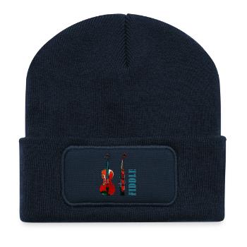 violon - Beanie recyclé à patch - bleu marine - Devant