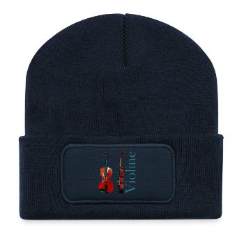 violon - Beanie recyclé à patch - bleu marine - Devant