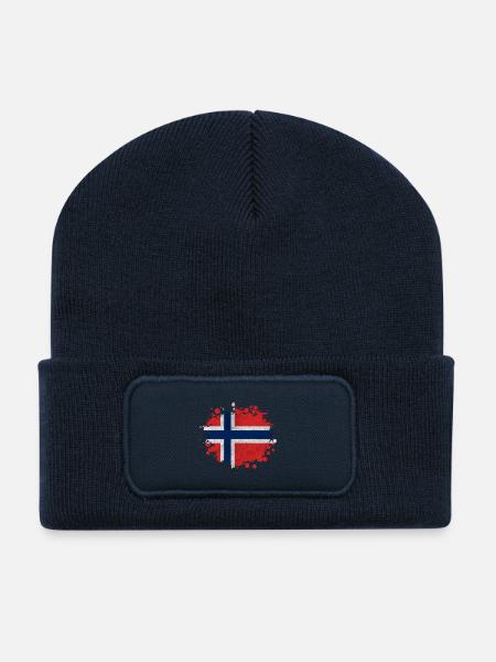 Klecks Norvège - Cadeau drapeau - Beanie recyclé à patch - bleu marine
