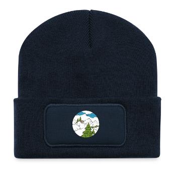 cabane de montagne - Beanie recyclé à patch - bleu marine - Devant