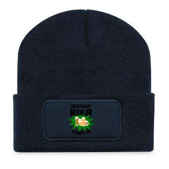 Ein bisschen Bier schadet Nie Bier - Recycelte Patch Beanie - French Navy - Vorne