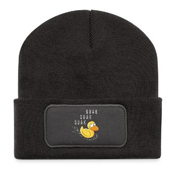 Quack Quack Duckling - Bande dessinée de canard - Beanie recyclé à patch - charbon - Devant