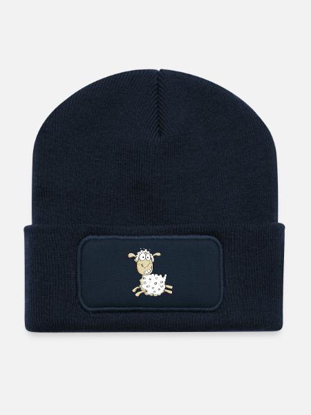 Mouton vilain dessin animé - Beanie recyclé à patch - bleu marine