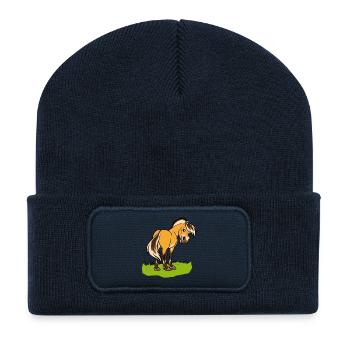 Freundliches Fjordpferd (Ohne Text) - Recycelte Patch Beanie - French Navy - Vorne