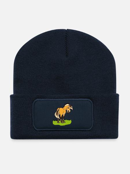 Freundliches Fjordpferd (Ohne Text) - Recycelte Patch Beanie - French Navy