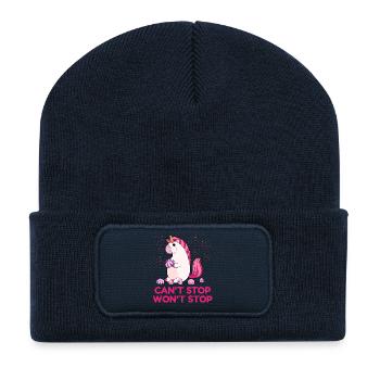 Impossible d'arrêter ne s'arrêtera pas - Beanie recyclé à patch - bleu marine - Devant