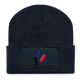 porte drapeau francais - Beanie recyclé à patch - bleu marine - Devant