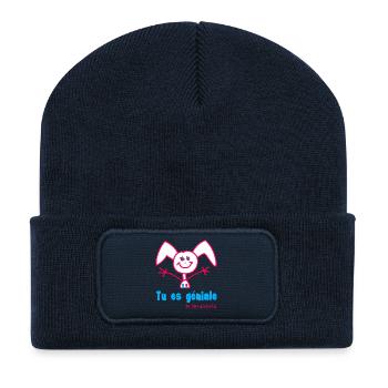 Du bist genial auf Französisch - Recycelte Patch Beanie - French Navy - Vorne