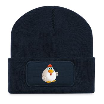 Douce poule - Beanie recyclé à patch - bleu marine - Devant