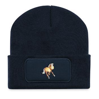 Flotter Haflinger I Hafi I Pferd I Pferdemotiv Fun - Recycelte Patch Beanie - French Navy - Vorne
