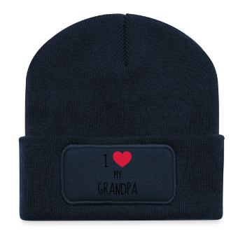 Papy Papi Grand-Père Retraite famille - Beanie recyclé à patch - bleu marine - Devant