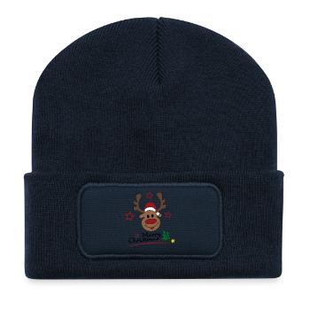 joyeux noel - Beanie recyclé à patch - bleu marine - Devant