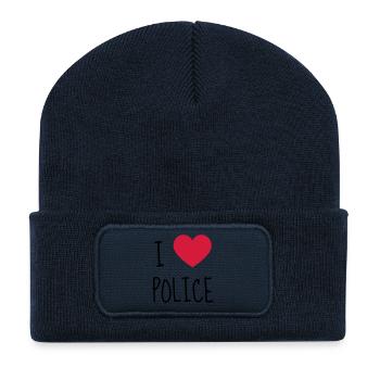 Police Officer Policeman Cop Policier Polizei - Recycled Patch Beanie - french navy - Front