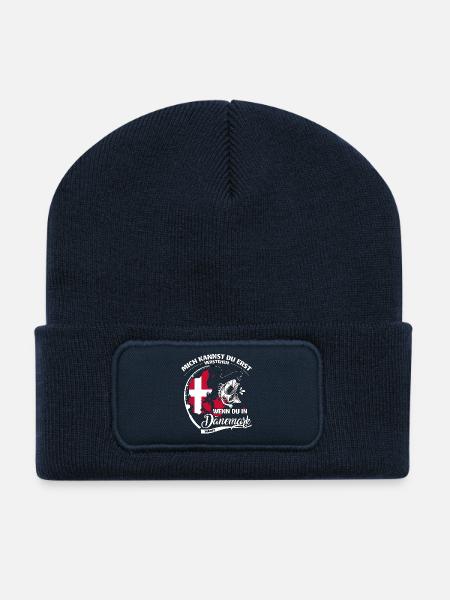 Dänemark Spruch Topographie Angeln Design - Recycelte Patch Beanie - French Navy