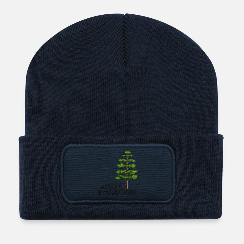 Kettensägenentwicklung Grauer großer Baum - Recycelte Patch Beanie - French Navy