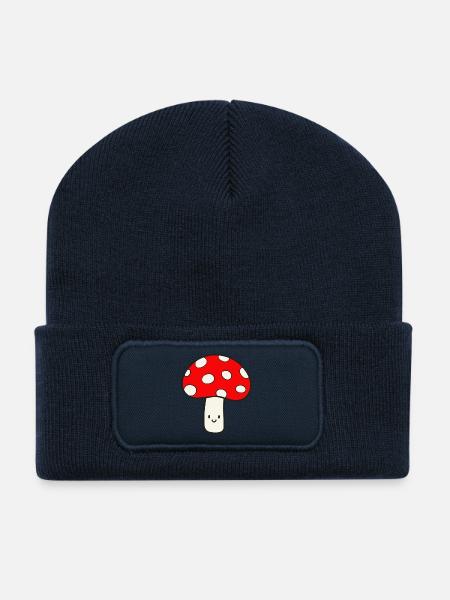 Pilz Fliegenpilz Glückspilz - Recycelte Patch Beanie - French Navy