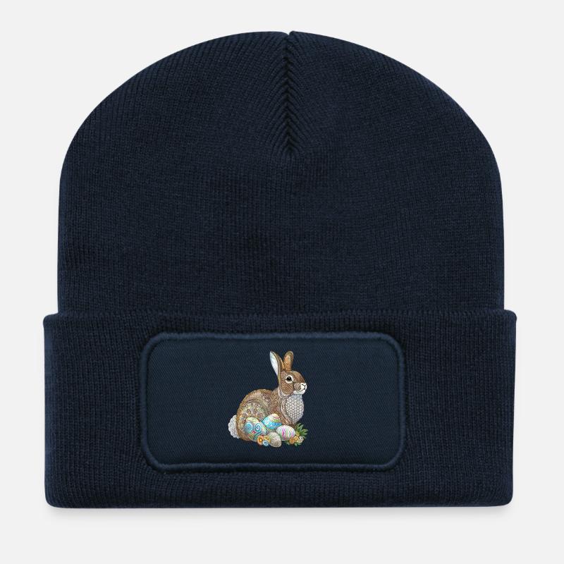 Easter Egg Hunt Zentangle - Recycled Patch Beanie - french navy