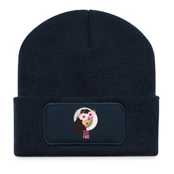 girl power flowers strong face pink feminism cute - Recycled Patch Beanie - french navy - Front