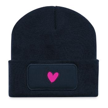 Cœur en fer à cheval - Beanie recyclé à patch - bleu marine - Devant