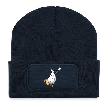 Funny chicken lays an egg I chicken motif - Recycled Patch Beanie - french navy - Front
