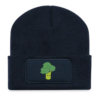 kawaii brocoli kawaii nourriture kawaii autocollants drôle - Beanie recyclé à patch - bleu marine - Devant