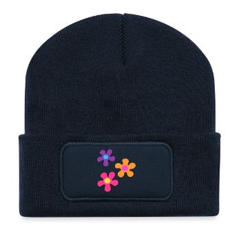 Hippie-Blumen - Recycelte Patch Beanie - French Navy - Vorne