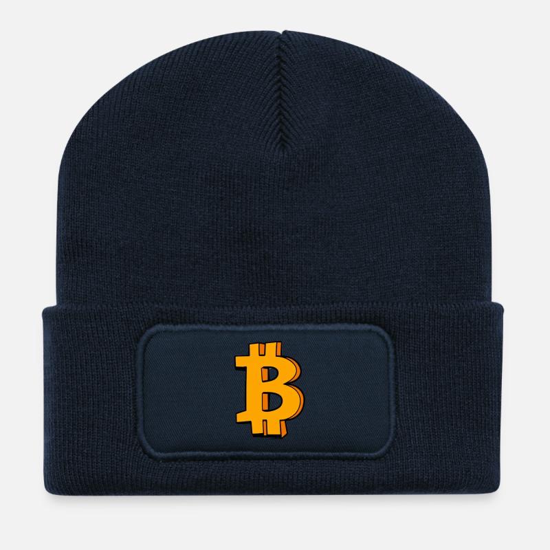 Bitcoin Symbol - Recycelte Patch Beanie - French Navy