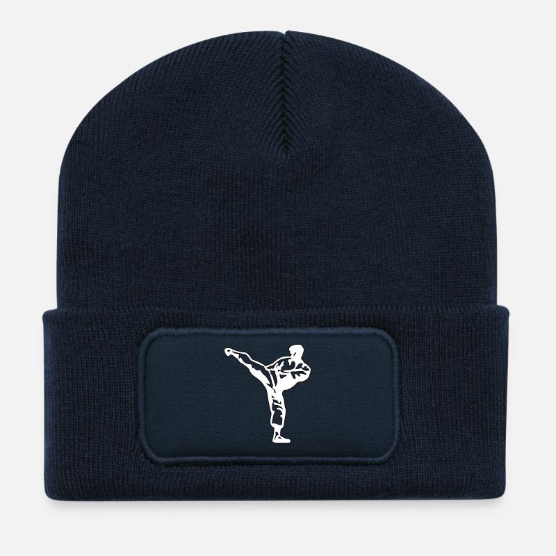 Karaté Blanc - Beanie recyclé à patch - bleu marine