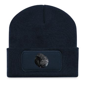 Schwarz-Weiße Rippenspirale - Recycelte Patch Beanie - French Navy - Vorne