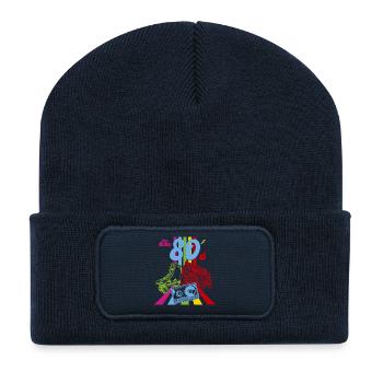 Cadeaux rétro vintage des années 80 - Beanie recyclé à patch - bleu marine - Devant