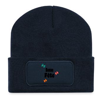 BONNE FÊTE. FÊTE DES MÈRES. FÊTE DES PÈRES. FÊTE - Beanie recyclé à patch - bleu marine - Devant
