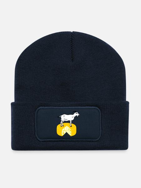 Blanc de chèvre sur fromage - Beanie recyclé à patch - bleu marine