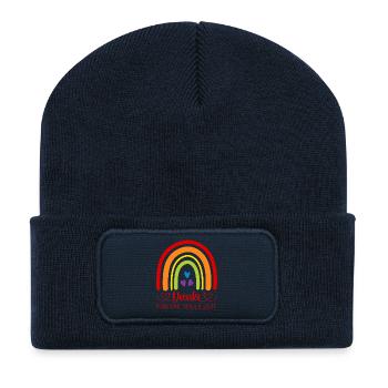 Abschied Kita Regenbogen Danke für die tolle Zeit - Recycelte Patch Beanie - French Navy - Vorne
