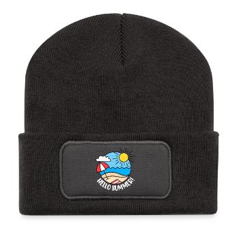 Hello Summer 2 (dunkel) - Recycelte Patch Beanie - Dunkelgrau - Vorne