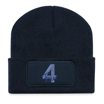 Zahl / Geburtstag / Vier / 4 / Vierter / Nummer - Recycelte Patch Beanie - French Navy - Vorne