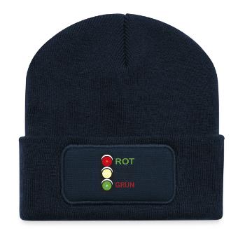 Ampel rot ist das neue Grün - Recycelte Patch Beanie - French Navy - Vorne
