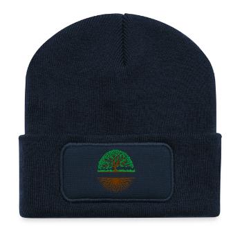 Baum mit Wurzeln Banner 3 - Recycelte Patch Beanie - French Navy - Vorne