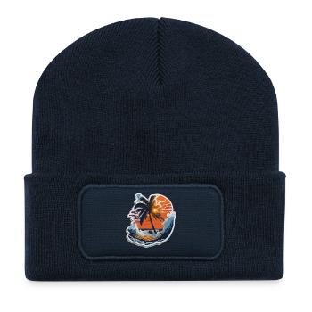 Coucher de soleil - Beanie recyclé à patch - bleu marine - Devant