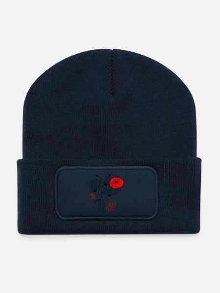 filigrane zarte Blüten, Flowers - Recycelte Patch Beanie - French Navy