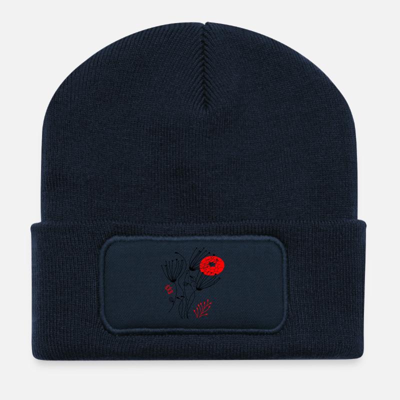 filigrane zarte Blüten, Flowers - Recycelte Patch Beanie - French Navy