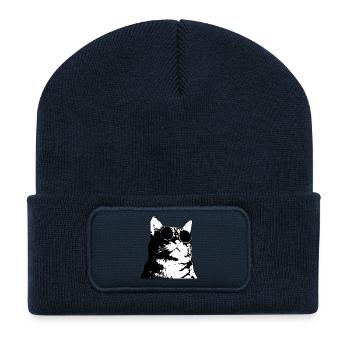Cat with sunglasses in street art style - Recycled Patch Beanie - french navy - Front