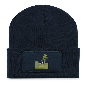 Tree on hill with canvas structure, public domain - Recycled Patch Beanie - french navy - Front