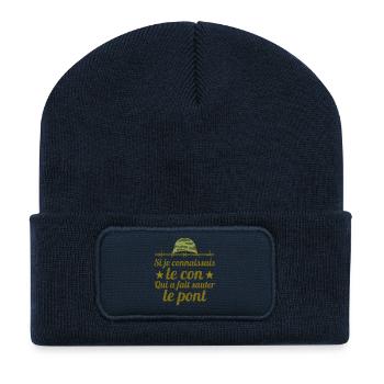 septième compagnie, film culte, réplique culte - Beanie recyclé à patch - bleu marine - Devant
